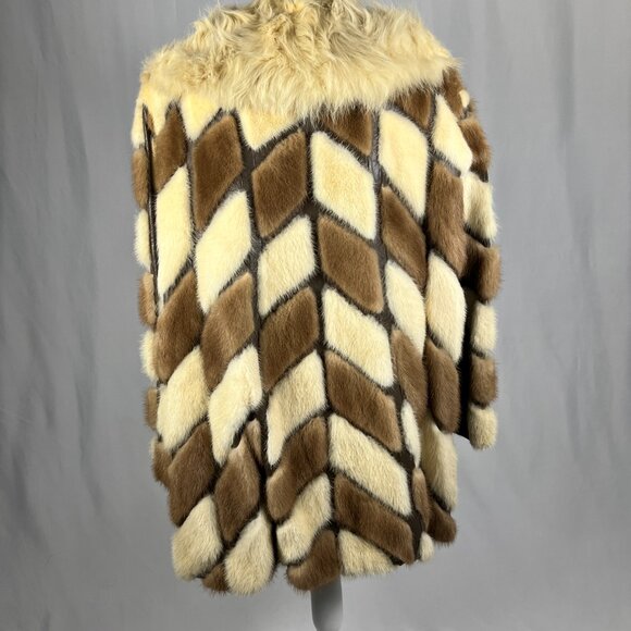 Vintage Zinman Furs Genuine Mink Coat with Fox Collar Belted Luxury Fur Jacket - Picture 3 of 15